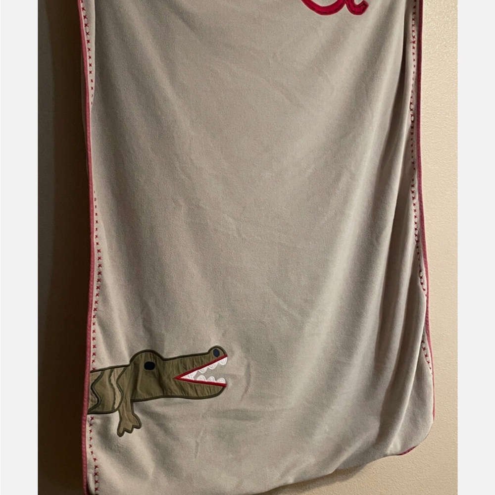 Lacoste Gray Blanket with Pink Trim